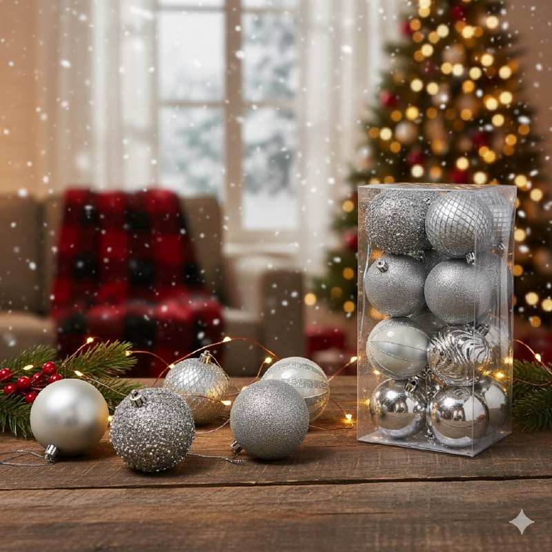 DECORACION ADORNO NAVIDEÑO PAQUETE DE 16 BOLAS DECORATIVAS 8CM 49x49x65, IDEALES PARA DARLE UN TOQUE UNICO A TU ARBOL DE NAVIDAD