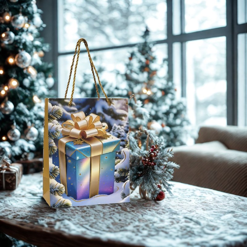 BOLSA DE REGALO NAVIDEÑA PAQUEÑA 18X23X10CM