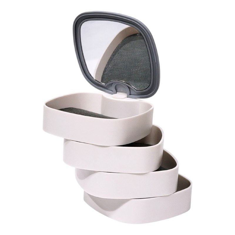 ORGANIZADOR DE JOYAS GIRATORIO COMPACTO Y ELEGANTE 11.2X12.2CM, 3 ESTILOS