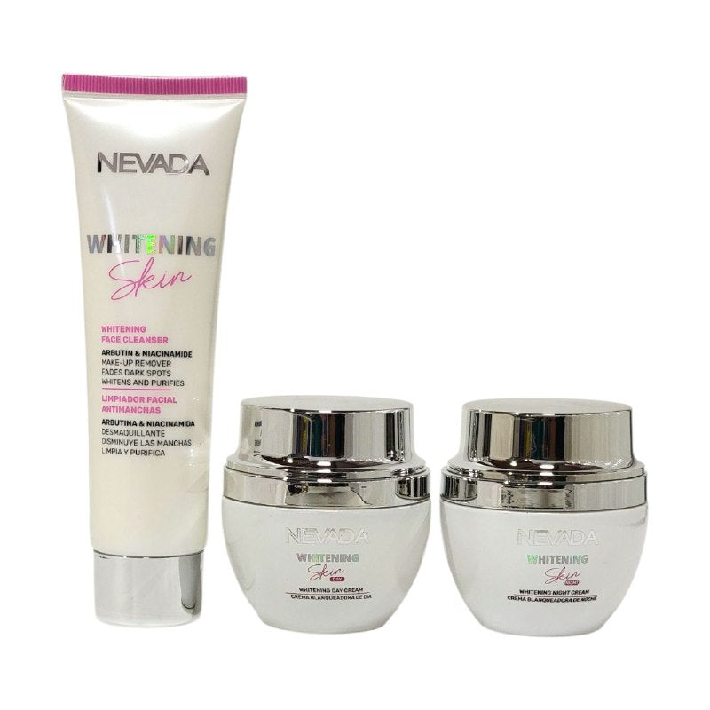 SET FACIAL BLANQUEADOR ANTI MANCHAS DE 3 PIEZAS HIDRATANTE REJUVENECEDOR NEVADA