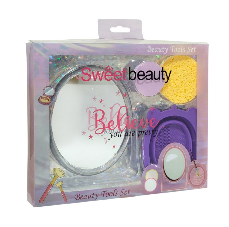 SET DE CUIDADO PERSONAL Y ACCESORIOS DE MAQUILLAJE 4PCS SWEET BEAUTY