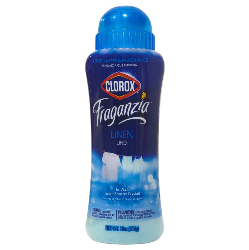 DETERGENTE POTENCIADOR DE AROMA A LINO, PERLAS AMBIENTADORAS PARA LAVAR ROPA LAVADORA CLOROX FRAGANZIA 518G