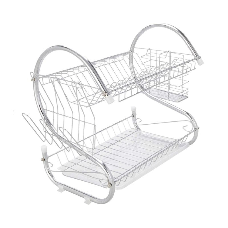 ESTANTE ORGANIZADOR ESCURRIDOR DE PLATOS DE 2 CAPAS, ESTANTES EXTRAIBLES, DRENAN EL AGUA FACIL DE MANTENER LIMPIOS Y ORDENADOS, GALVANIZADO ESTRUCTURA FUERTE NEW ARRIVAL 36X11.5X24CM