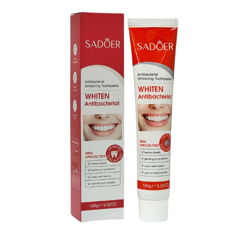 PASTA DE DIENTES, PASTA DENTAL BLANQUEADORA ANTIBACTERIAL Y PROTECCION DE ENCIAS SADOER 100G