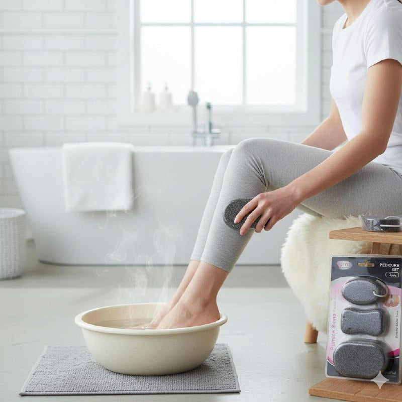 SET DE PEDICURA DE PIEDRAS POMEZ DE 3 PIEZAS, QUE ELIMINAN LA PIEL MIERTA DE LOS PIES STAY BEAUTIFUL
