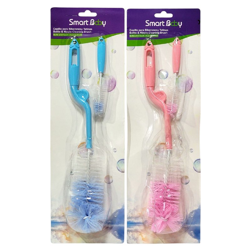 CEPILLO DE LIMPIEZA EN SET PARA BIBERON Y MAMADERA SMART BABY 2 COLORES