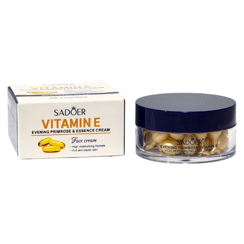 CREMA FACIAL HIDRATANTE DE ONAGRA Y VITAMINA E EN AMPOLLAS, HIDRATACION DE LARGA DURACION, BLANQUEAMIENTO Y AUMENTA LA ELASTICIDAD Y SUAVIDAD DE LA PIEL SADOER 30UNDX0.34G