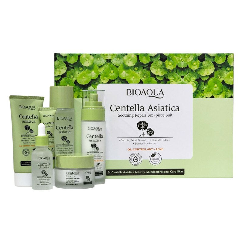 SET DE CUIDADO FACIAL DE CENTELLA ASIATICA DE 6 PIEZAS, EFECTO REPARADOR, CALMANTE, NUTRITIVO Y HIDRATANTE BIOAQUA