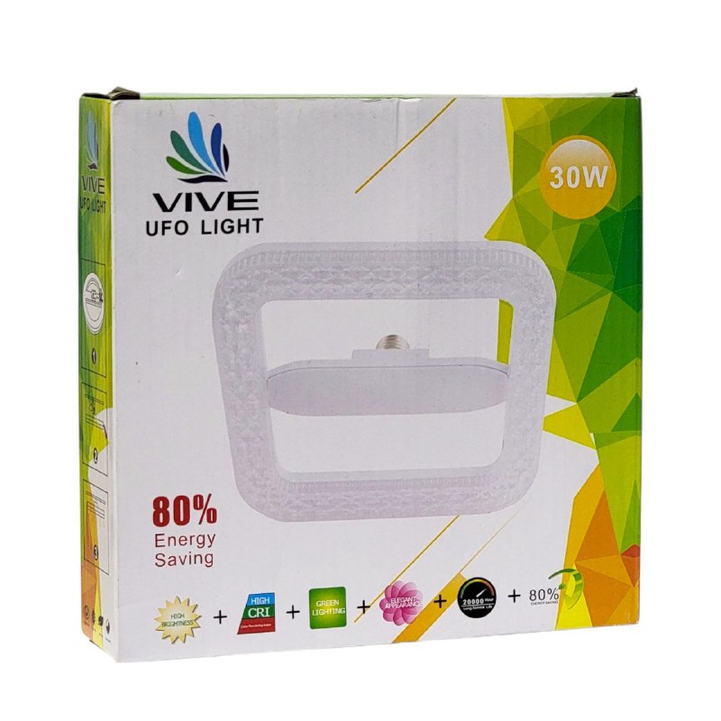 LUZ LED, LAMPARA FOCO AHORRADOR DE ENERGIA, ALTO BRILLO 30W, APARIENCIA ELEGANTE, LARGA VIDA UTIL VIVE UFO LIGHT