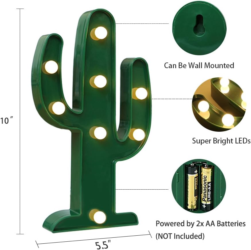 LUZ LED, LAMPARA LUZ LED CACTUS VERDE