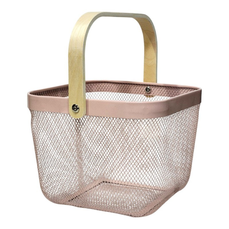 CANASTA ORGANIZADORA DE ALMACENAMIENTO MULTIUSOS CON ASA DE MADERA NATURAL, DISEÑADA PARA ORGANIZAR Y DECORAR CUALQUIER ESPACIO DEL HOGAR 4 COLORES