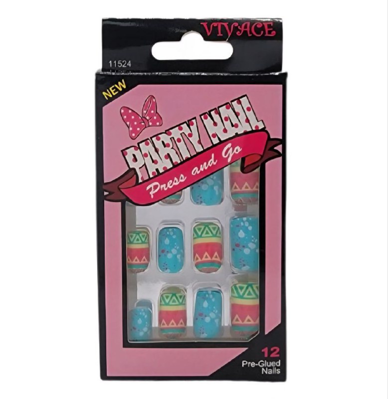 UÑAS PRESS ON EN SET DE 12UND PRE PEGADAS VIVACE PARTY NAIL