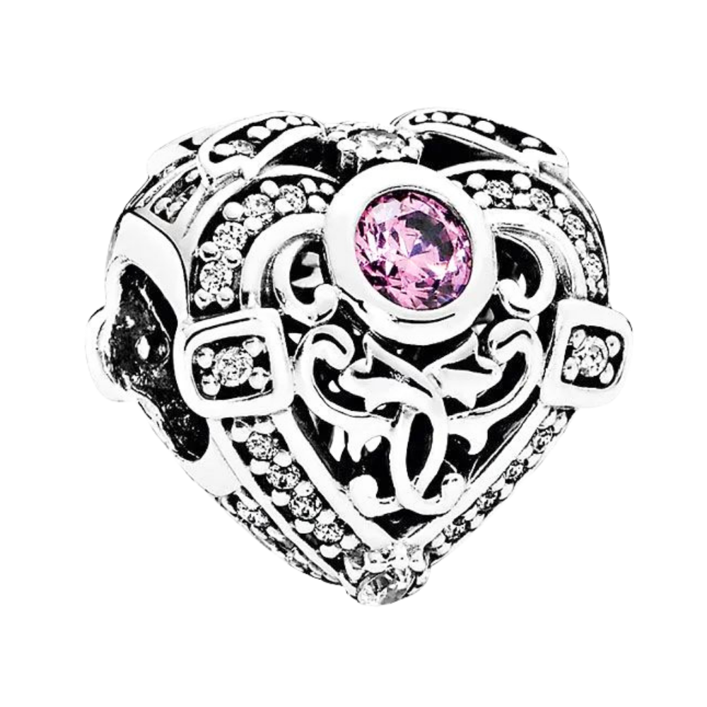 PCHARM1953 CORAZON CON CIRCONES TRANSPARENTES Y ROSADO