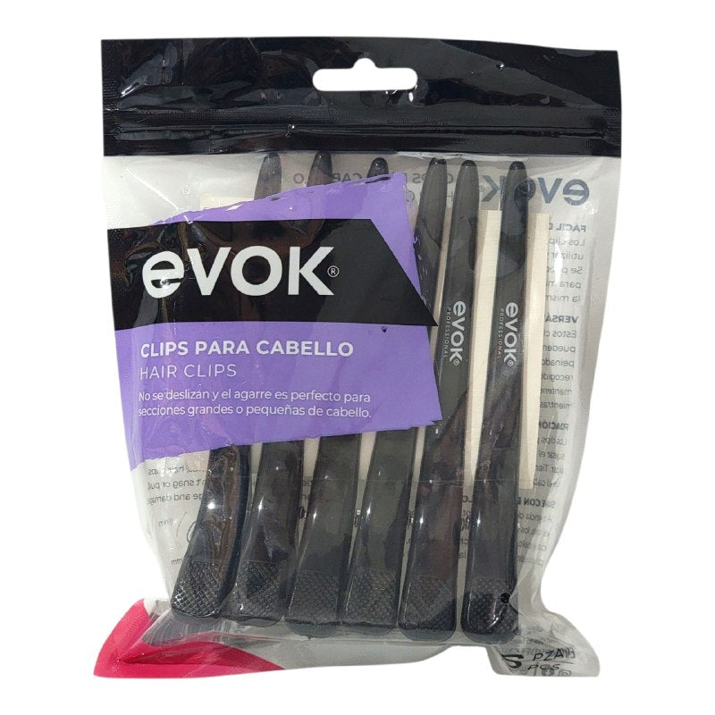 GANCHO CLIPS PARA EL CABELLO DE AGARRE PERFECTO ANTIDESLIZANTE SUAVE EVOK 6 PIEZAS