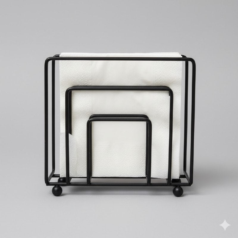 SERVILLETERO ORGANIZADOR DE METAL NEGRO MATE ELEGANTE Y REFINADO BENELI HOME