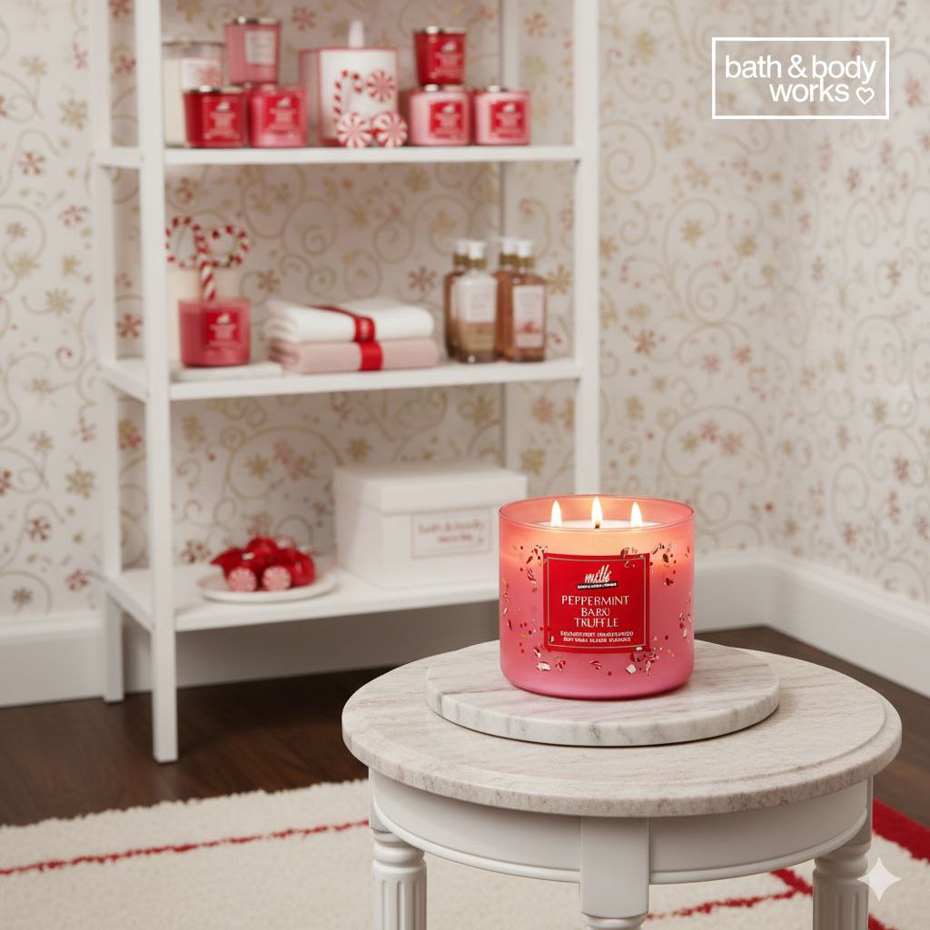 VELA AROMATICA BATH & BODY WORKS PEPPERMINT BARK TRUFFLE 411G