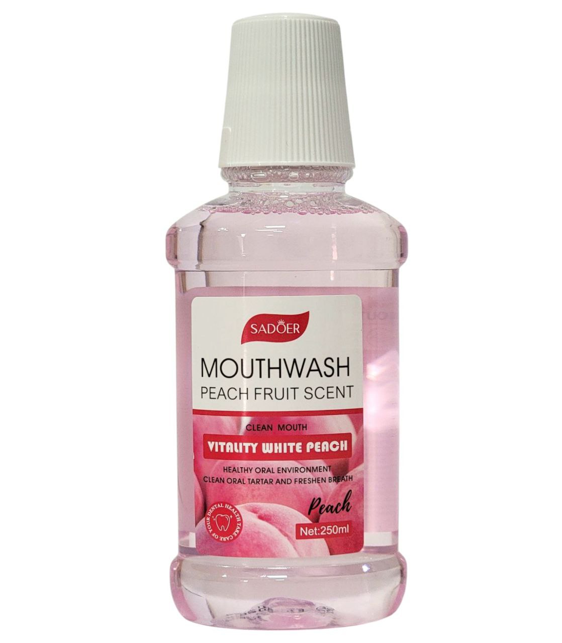 ENJUAGUE BUCAL, AROMA A MELOCOTON, BOCA LIMPIA, REFRESCANTE, SANO, SADOER MOUTHWASH 250ML