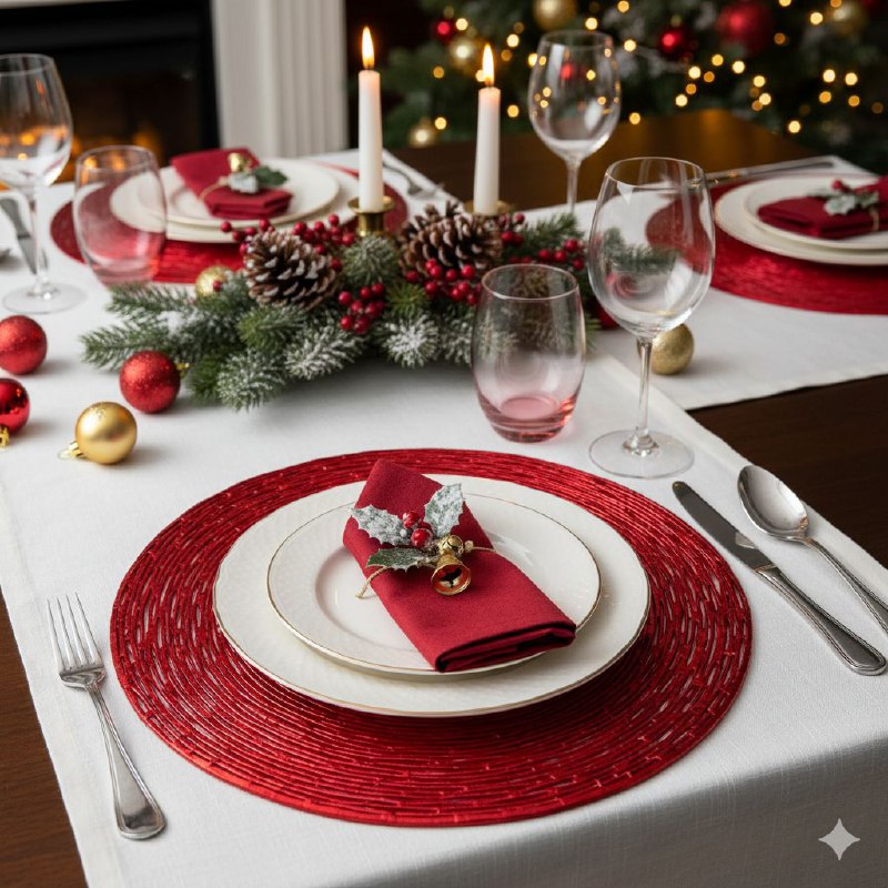 MANTELES INDIVIDUALES REDONDOS NAVIDEÑOS PARA COMEDOR DE COCINA DE PVC ELEGANTE 38CM, 6 ESTILOS