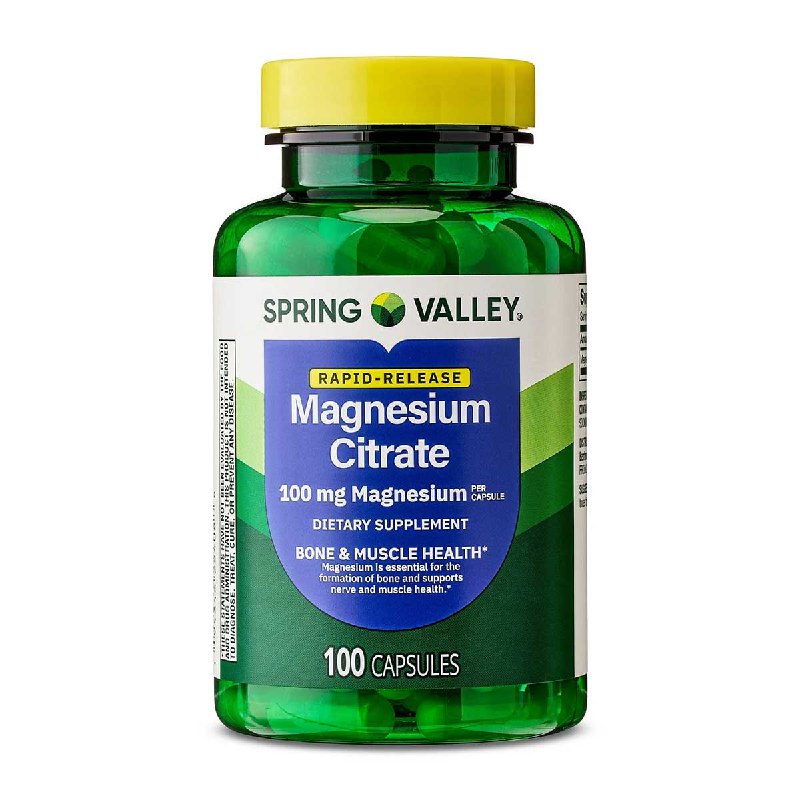 VITAMINAS EN CAPSULAS DE CITRATO DE MAGNESIO PARA LA SALUD OSEA Y MUSCULAR SPRING VALLEY 100UND
