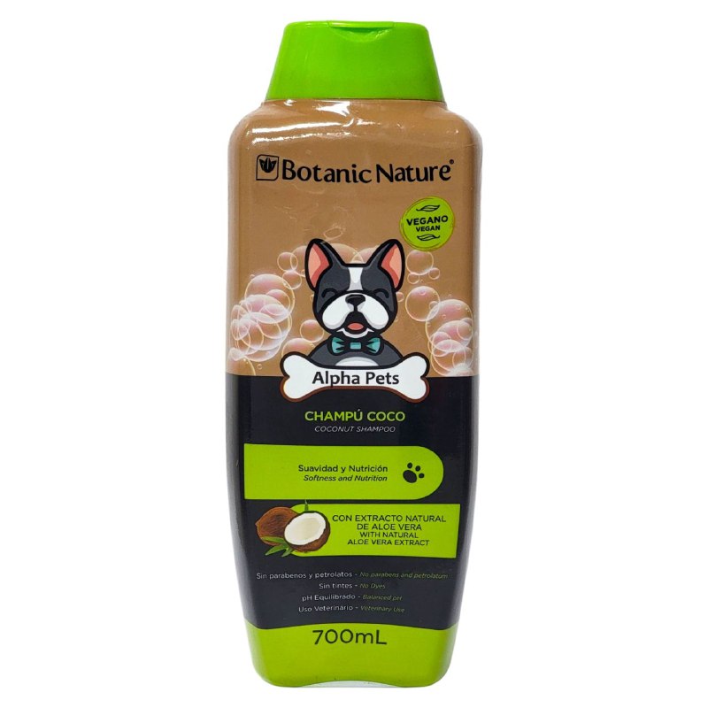 SHAMPOO PARA PERROS DE COCO Y EXTRACTO DE ALOE VERA BOTANIC NATURE ALPHA PETS 700ML