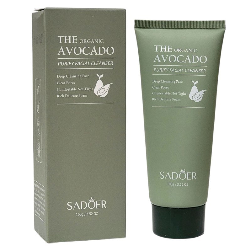 LIMPIADOR FACIAL DE AGUACATE, ESPUMA RICA, DENSA Y DELICADA LIMPIA LA SUCIEDAD DE LA PIEL Y RESIDUOS DE MAQUILLAJE SADOER THE ORGANIC AVOCADO 100G