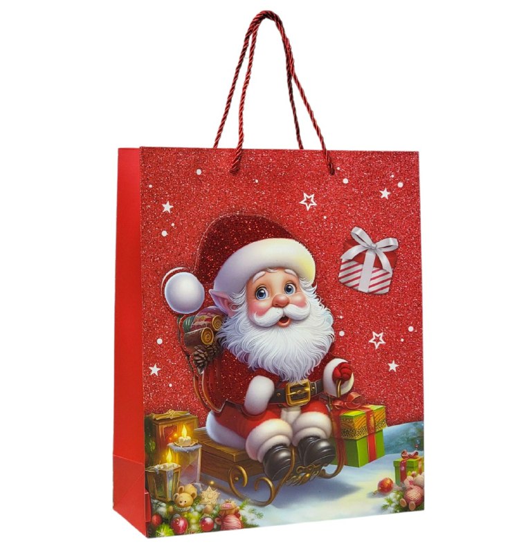 BOLSA DE REGALO NAVIDEÑA MEDIANA 32X26X10CM