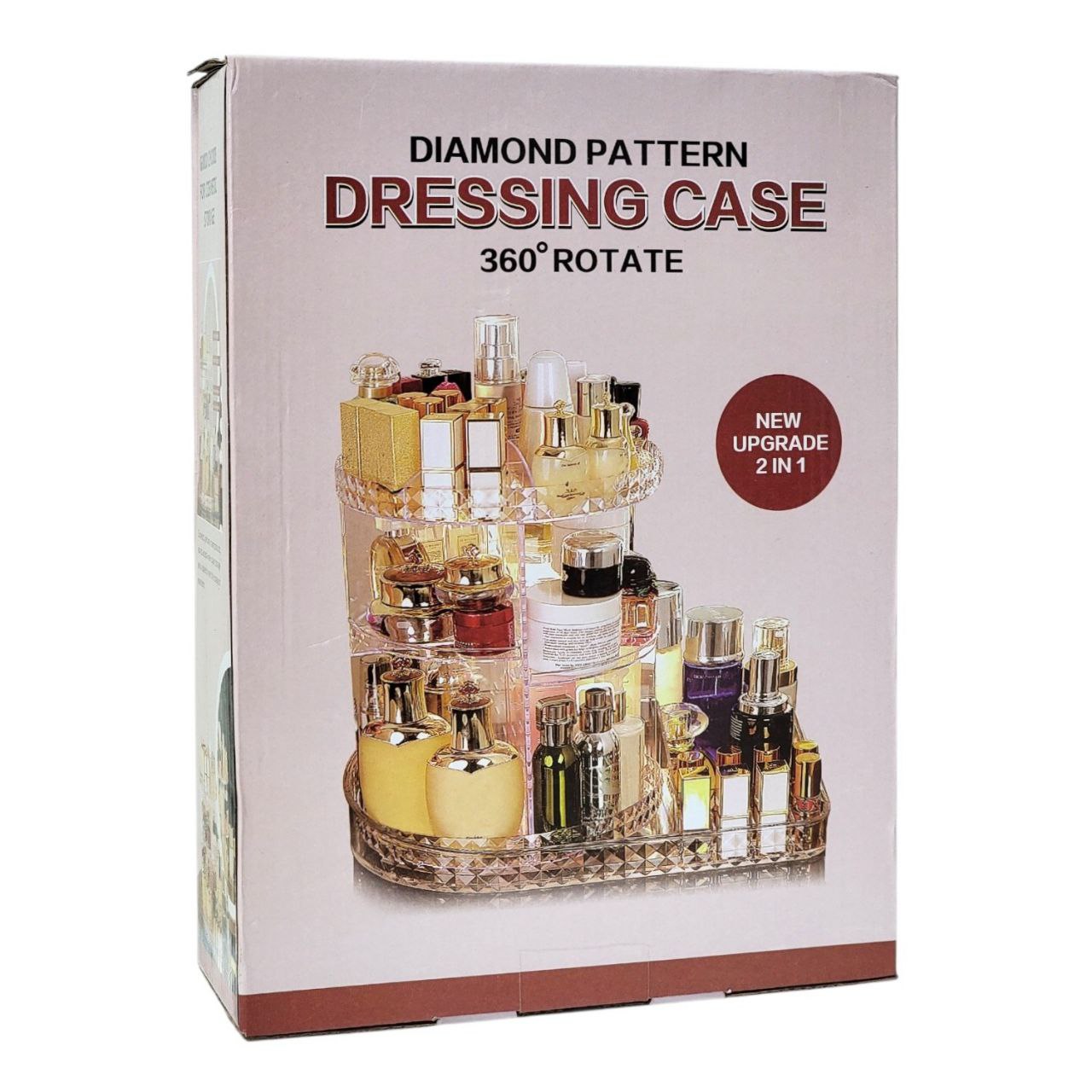 ORGANIZADOR DE MAQUILLAJE TRANSPARENTE EN FORMA DE L CON ROTACION 360 GRADOS 11.4X13.0X8.5"