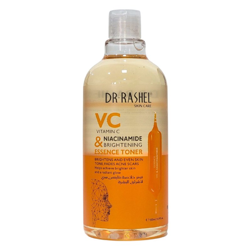 TONICO FACIAL ILUMINADOR DE ESENCIA DE VITAMINA C Y NIACINAMIDA, ILUMINA Y UNIFICA EL TONO DE LA PIEL, DIFUMINA LAS CICATRICES DEL ACNE, PIEL MAS LUMINOSA Y RADIANTE DR RASHEL 500ML