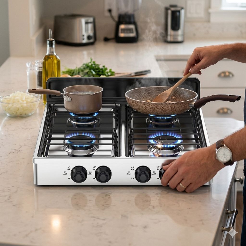 MAQUINA ESTUFA DE GAS DE 4 HORNILLAS DE ALTA POTENCIA SK-07010 SOKANY