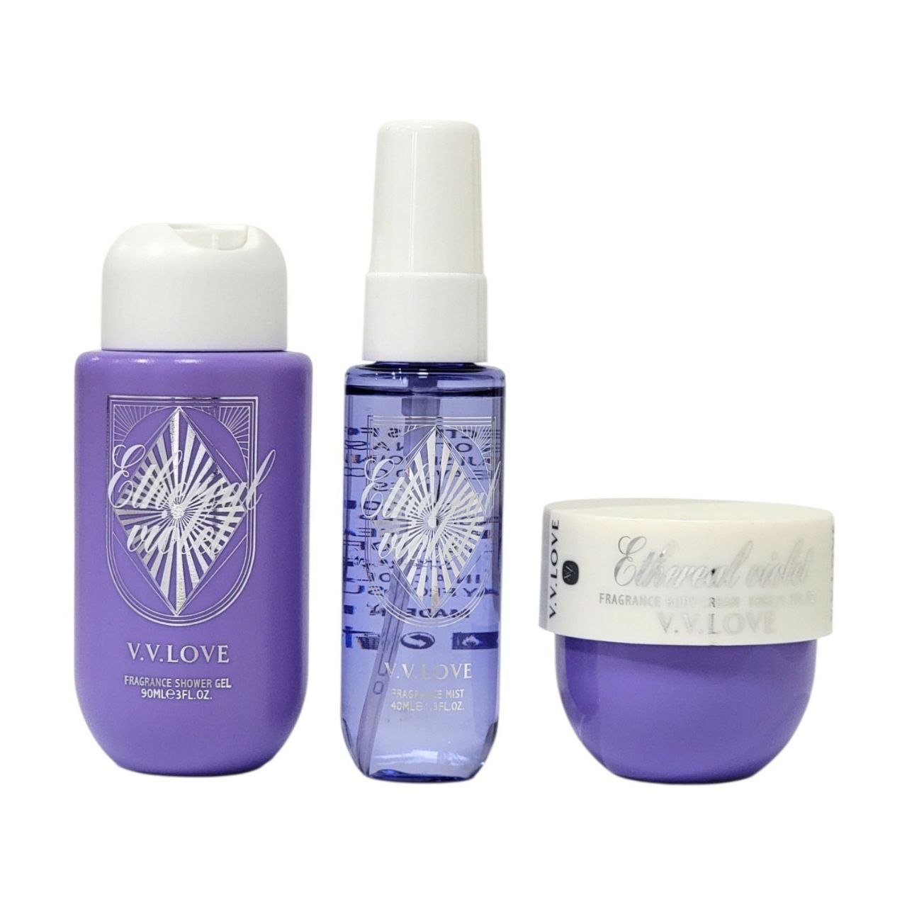 SET DE VIAJE VV LOVE ETHEREAL VIOLET CON SPLASH 3PCS (M) (AROMA SIMILAR A SOL DE JANEIRO DELICIA DRENCH)