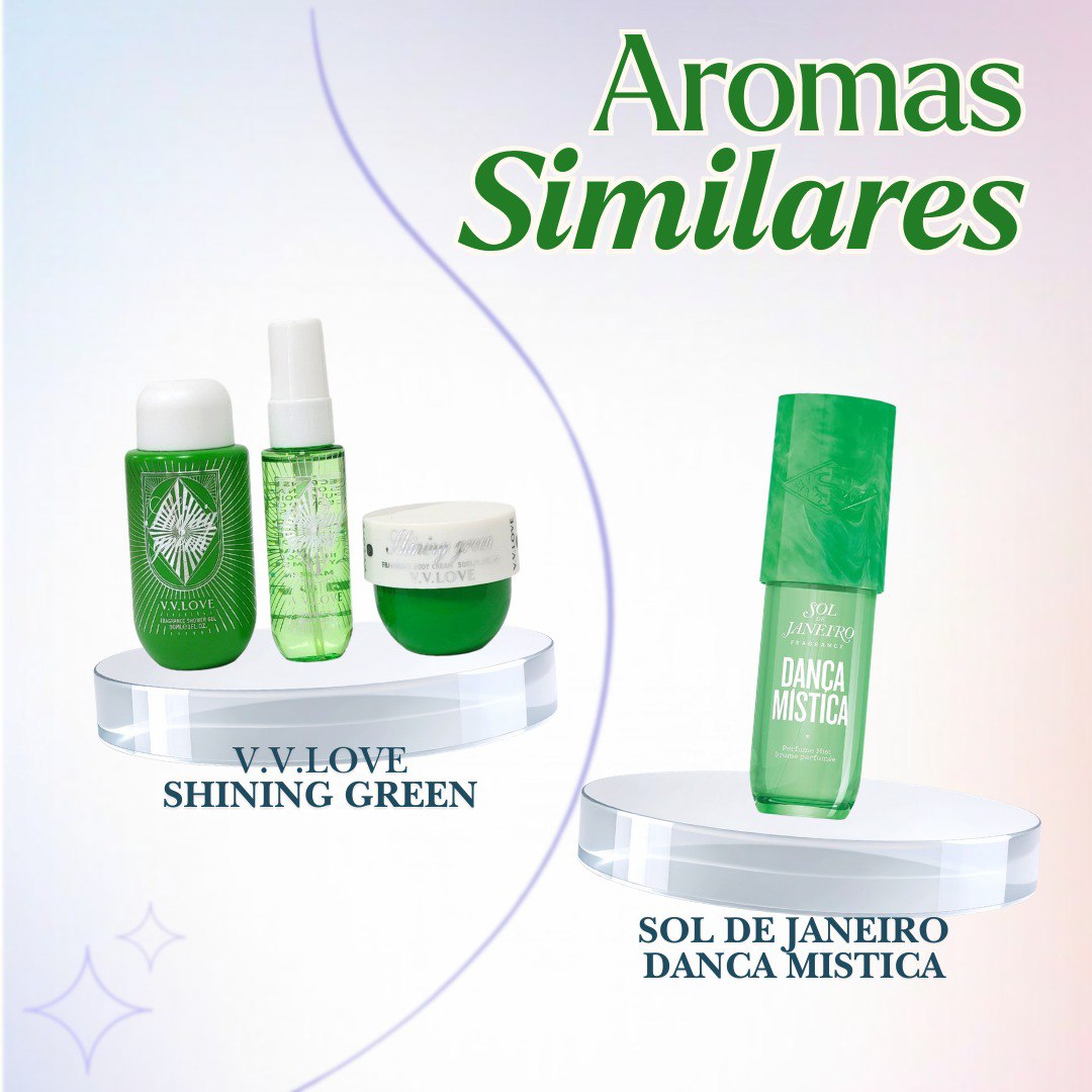 SET DE VIAJE VV LOVE SHINING GREEN CON SPLASH 3PCS (M) (AROMA SIMILAR A SOL DE JANEIRO DANCA MISTICA)