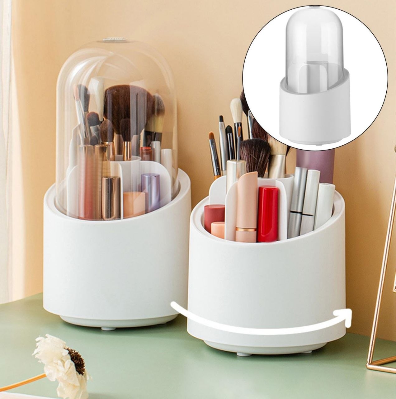 ORGANIZADOR DE BROCHAS DE MAQUILLAJE GIRATORIO LD-1005 12X23CM