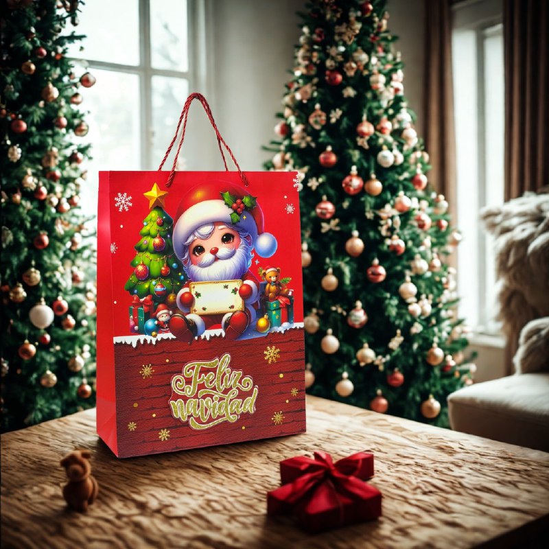 BOLSA DE REGALO NAVIDEÑA GRANDE 30X40X12CM