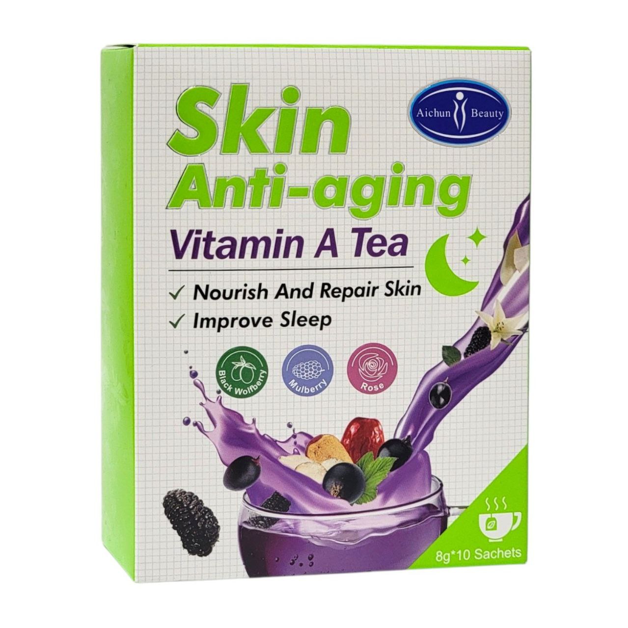 SUPLEMENTO HERBAL TÉ ANTIEDAD CON VITAMINA A EXTRACTO DE ROSA Y MORA 10UND AICHUN BEAUTY