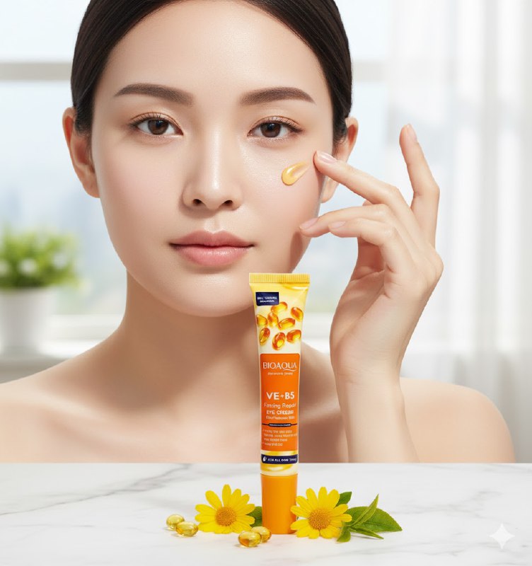 CREMA FACIAL REPARADORA Y REAFIRMANTE PARA OJOS DE VITAMINA VE+B5 20G, QUE NUTRE PROFUNDAMENTE LA PIEL DEL CONTORNO DE LOS OJOS, DISMINUYE LAS LINEAS FINAS Y SEQUEDAD BIOAQUA