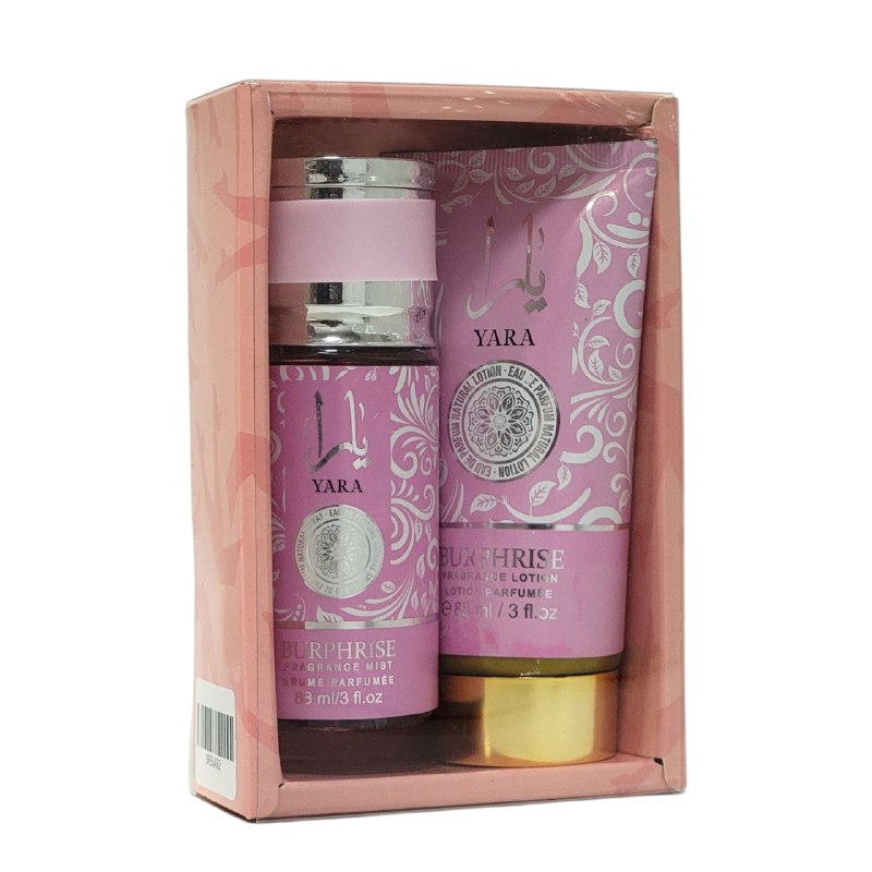 SET YARA BURPHRISE SPLASH 88ML, BODY LOTION 88ML (M) (AROMA SIMILAR LATTAFA YARA)