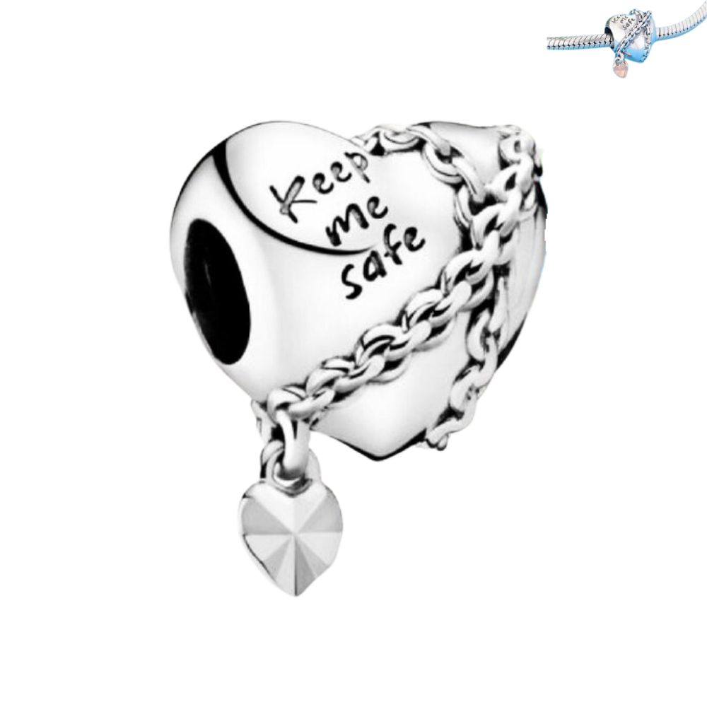 PCHARM1860 CORAZON ENCADENADO CON MENSAJE (MANTENME A SALVO)