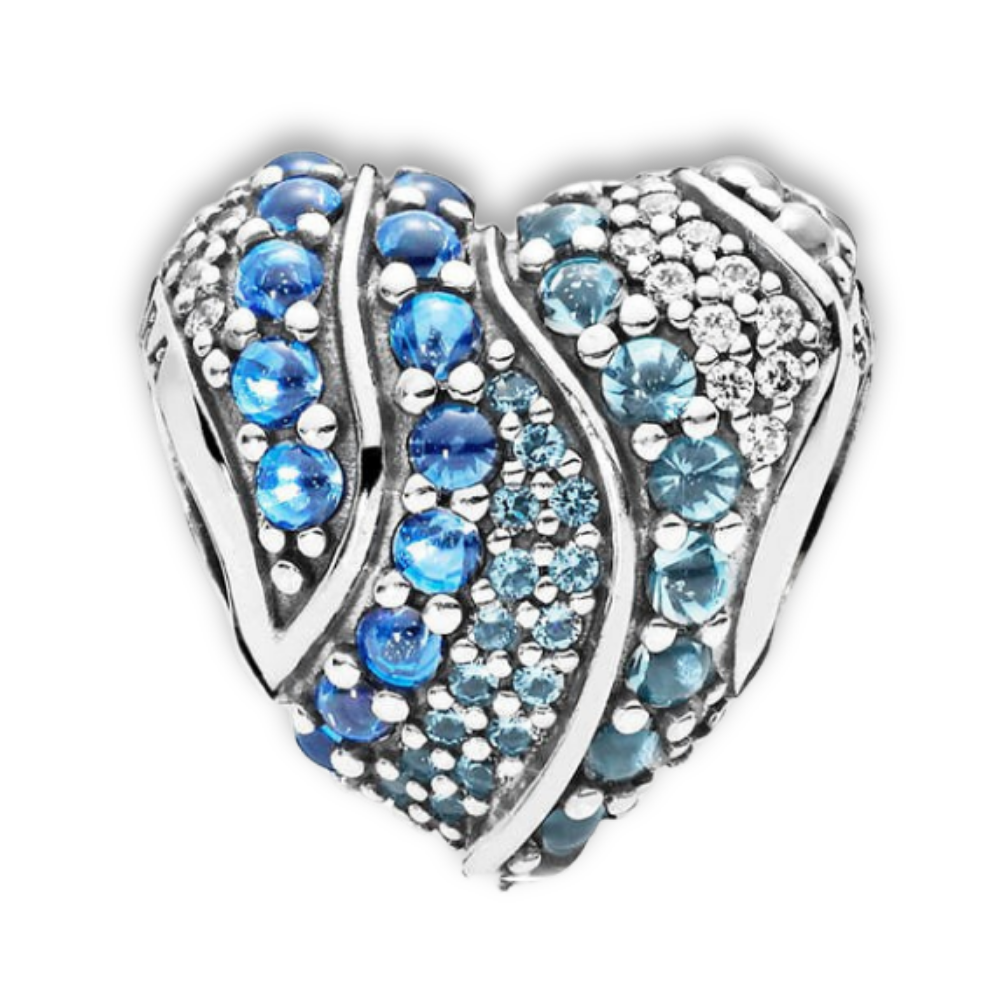 PCHARM1928 CORAZONES CON CIRCONES AZULES Y TRANSPARENTES