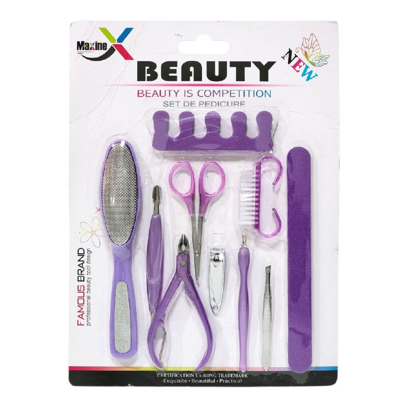 SET DE PEDICURA DE 10 PIEZAS QUE ELIMINAN CALLOS, ALISAN LA PIEL Y MANTIENEN TUS UÑAS IMPECABLES MAXINE BEAUTY, 3 COLORES