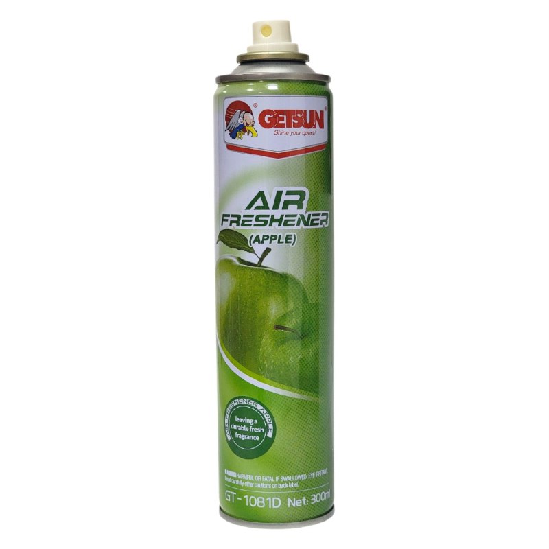 AMBIENTADOR AROMATIZANTE EN SPRAY DE MANZANA VERDE 300ML, FORMULA POTENTE QUE NEUTRALIZA MALOS OLORES GETSUN