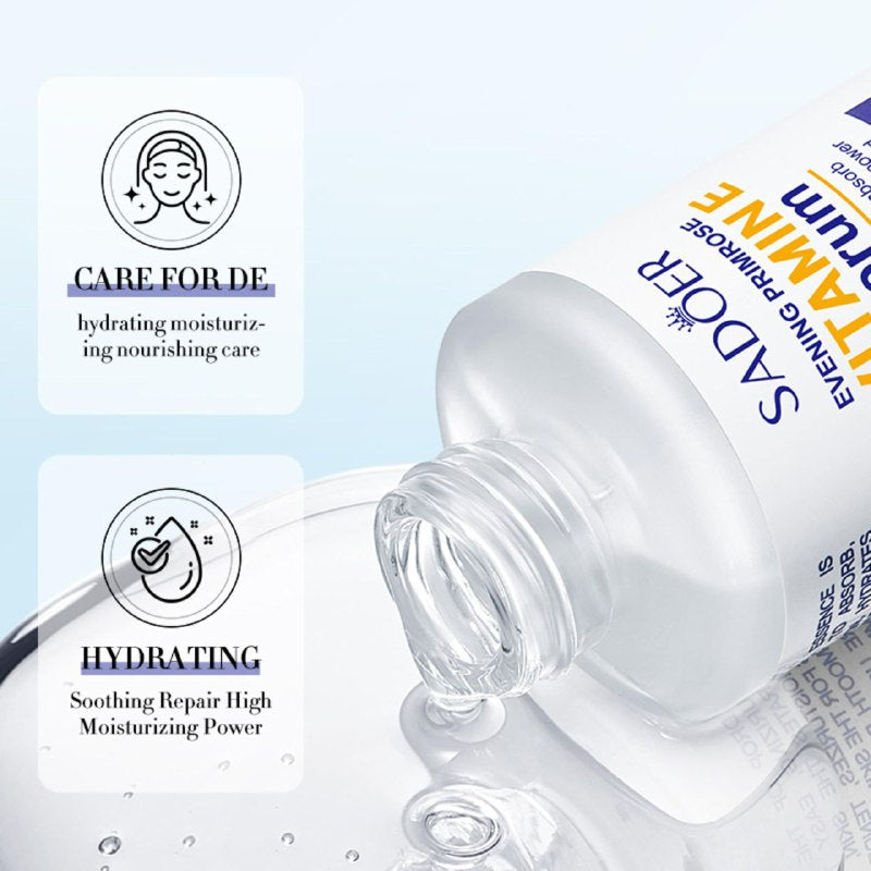 SUERO FACIAL DE VITAMINA E, SUAVE Y FACIL DE ABSORBER, ALTO PODER HIDRATANTE, PIEL RENOVADA Y CALMADA SUAVE BRILLANTE SADOER 30ML