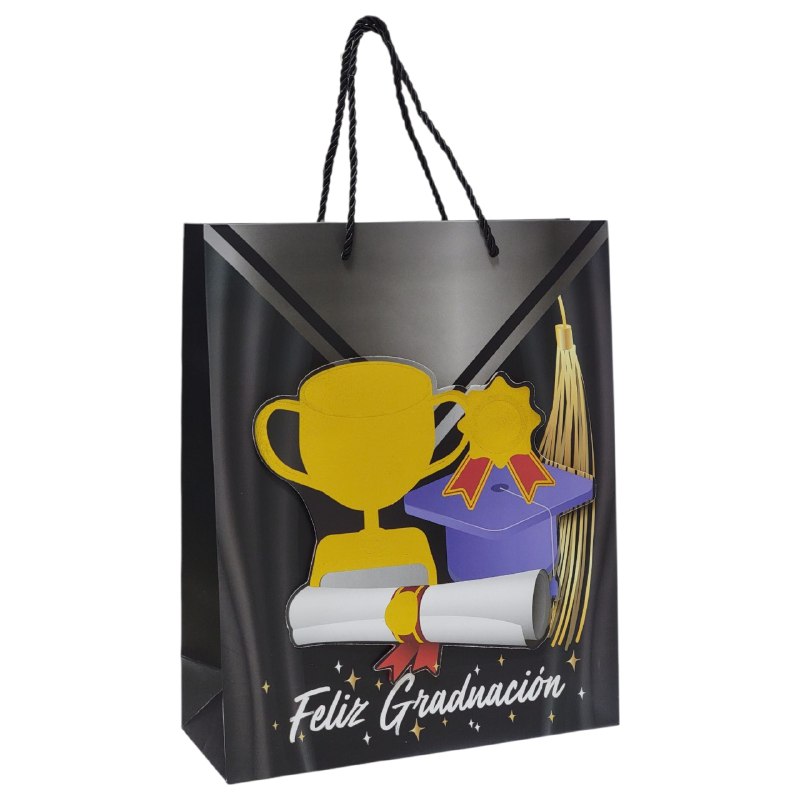 BOLSA DE REGALO DE GRADUACION MEDIANA 32X26X10CM