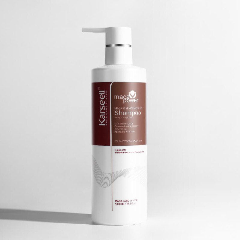 SHAMPOO HIDRATANTE PARA TODO TIPO DE CABELLO, LIMPIA Y PROTEGE EL CABELLO SUAVEMENTE KARSEELL MACA ESSENCE MOISTURE 500ML