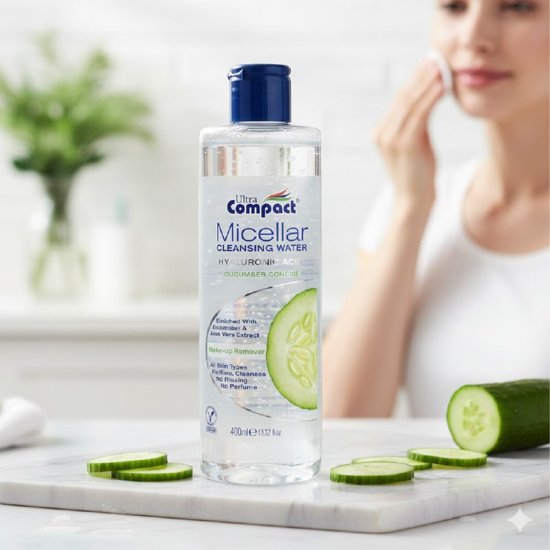 AGUA MICELAR DESMAQUILLANTE LIMPIADORA DE PEPINO Y ALOE VERA HIDRATANTE ULTRA COMPACT 400ML