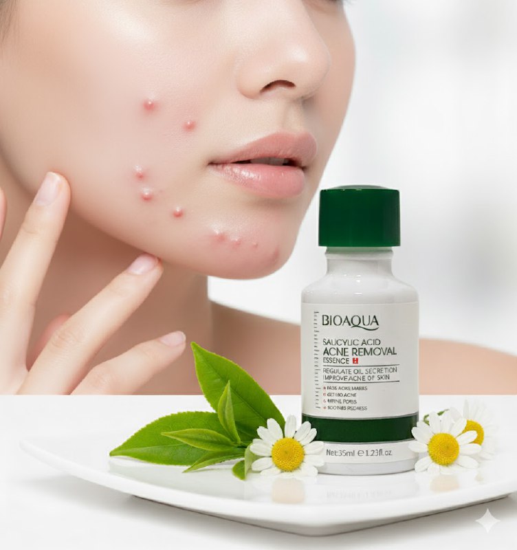 SUERO FACIAL, ESENCIA CON ACIDO SALICILICO PARA ELIMINAR EL ACNE 35ML, RAPIDA ABSORCION QUE ACTUA DIRECTAMENTE SOBRE EL ACNE PARA HIDRATAR, NUTRIR Y REPARAR LA PIEL DEJANDOLA SUAVE Y LIMPIA BIOAQUA