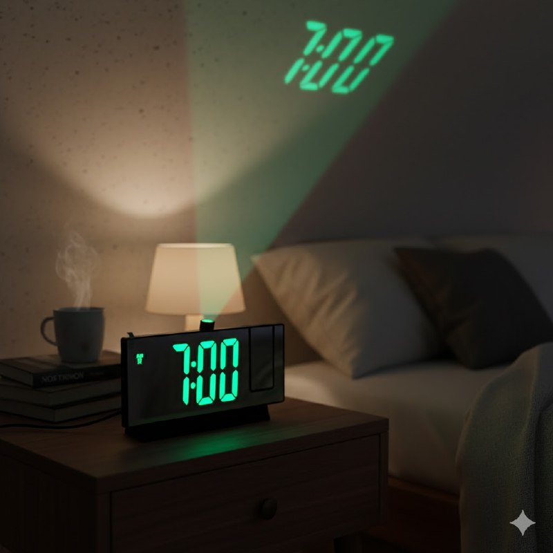 RELOJ ALARMA DESPERTADOR DE ESPEJO DE PROYECCION LED, CON FUNCIONES AVANZADAS DE TIEMPO, FECHA Y TEMPERATURA, CON CONTROL DE BRILLO AJUSTABLE GAOSIIO