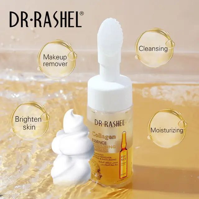 LIMPIADOR FACIAL EN ESPUMA LIMPIADORA CON ESENCIA DE COLAGENO, CEPILLO SUAVE, ELIMINA IMPUREZAS DE POROS DR RASHEL 125ML