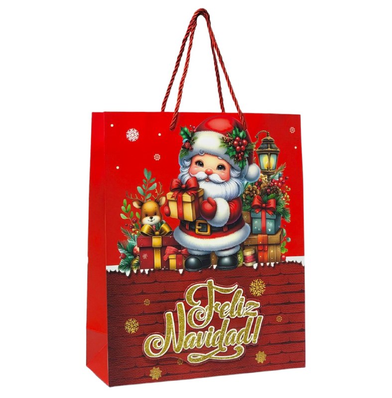 BOLSA DE REGALO NAVIDEÑA MEDIANA 26X32X10CM