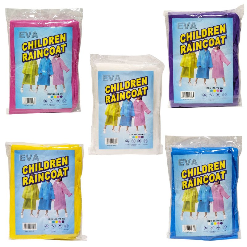 CAPOTE PARA LLUVIA IMPERMEABLE PARA NIÑOS LIGERO Y FACIL DE LLEVAR 5 COLORES EVA CHILDREN RAINCOAT
