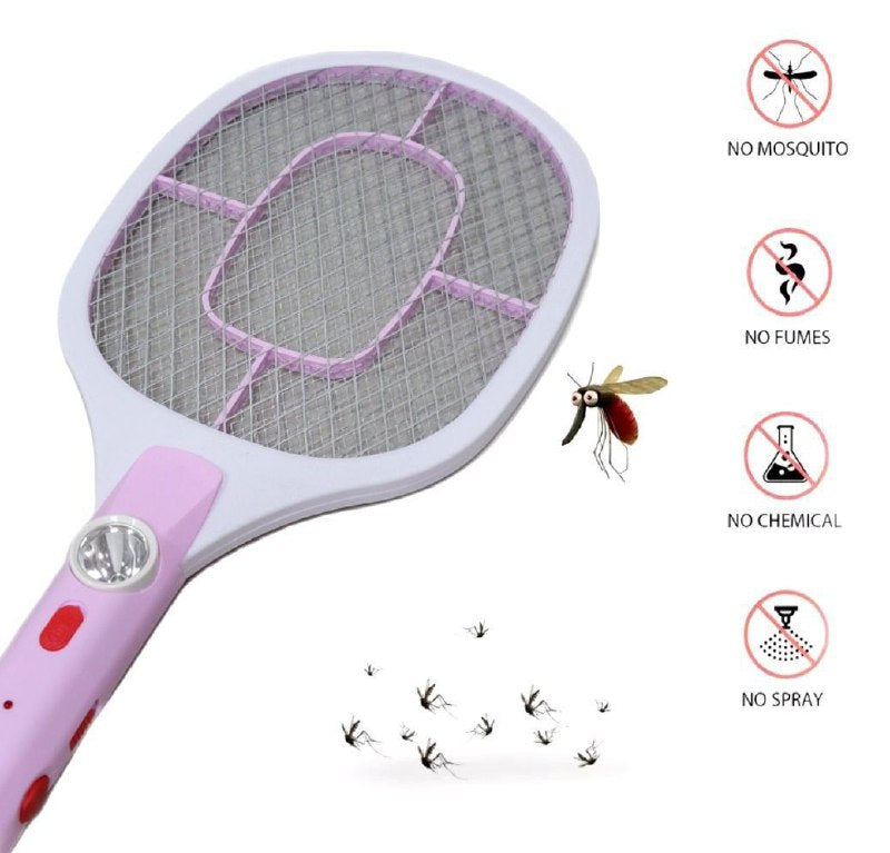 RAQUETA MATA MOSQUITOS ELECTRICA CON ALTA ENERGIA PARA ELIMINAR INSECTOS ZANCUDOS DE FORMA EFECTIVA Y RAPIDA, CON ENCHUFE PLANO PARA RECARGARLA GECKO